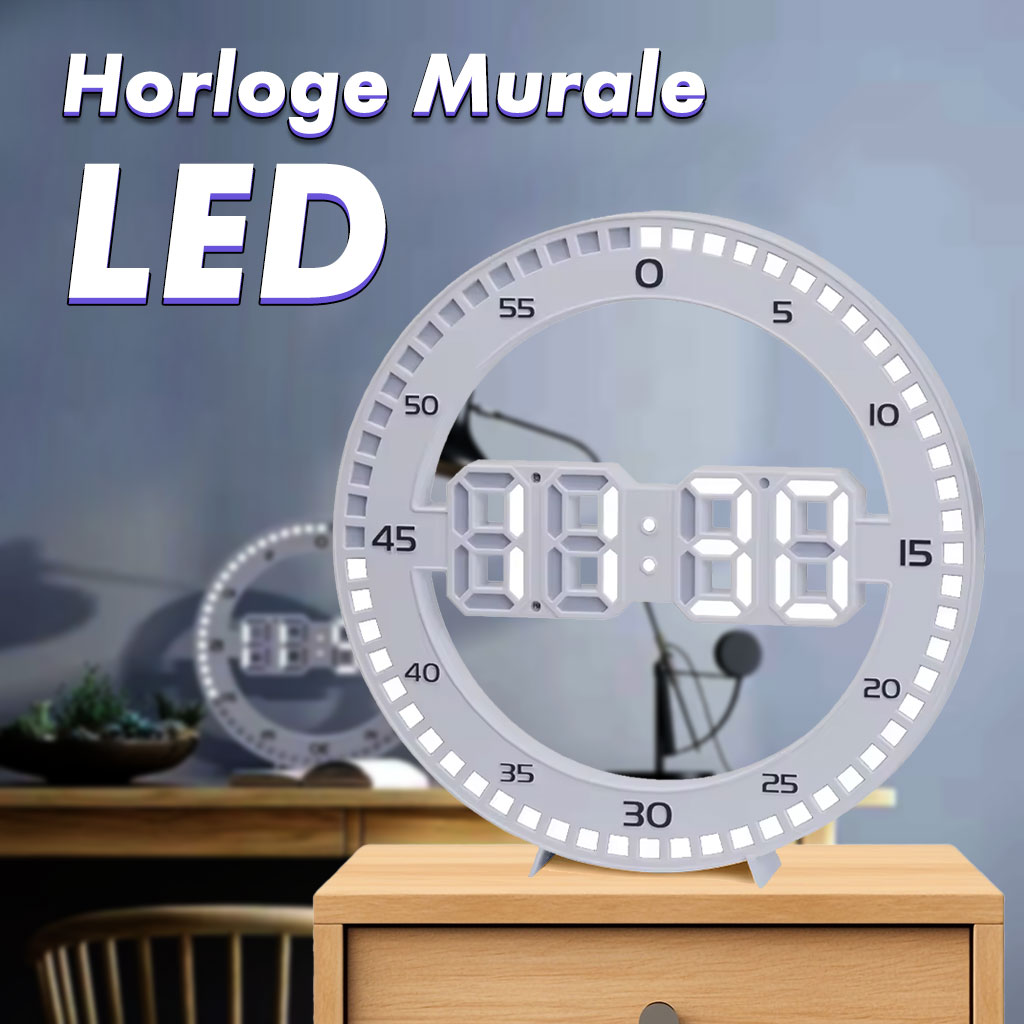 Horloge Murale et Réveil Affichage des Chiffres LED