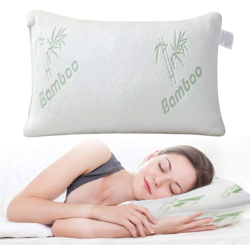 Oreiller hypoallergénique en mousse à mémoire de forme et à l'aloe vera de bambou pour un confort rafraîchissant